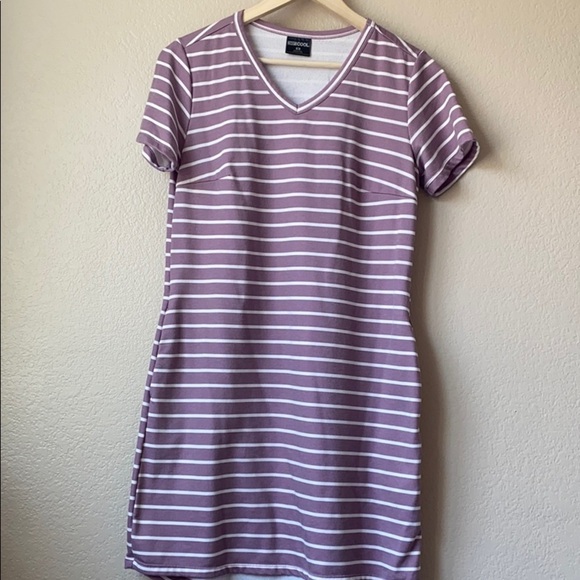 32 Degrees Tee Shirt Dress Striped Purple and White size Medium - Picture 2 of 9